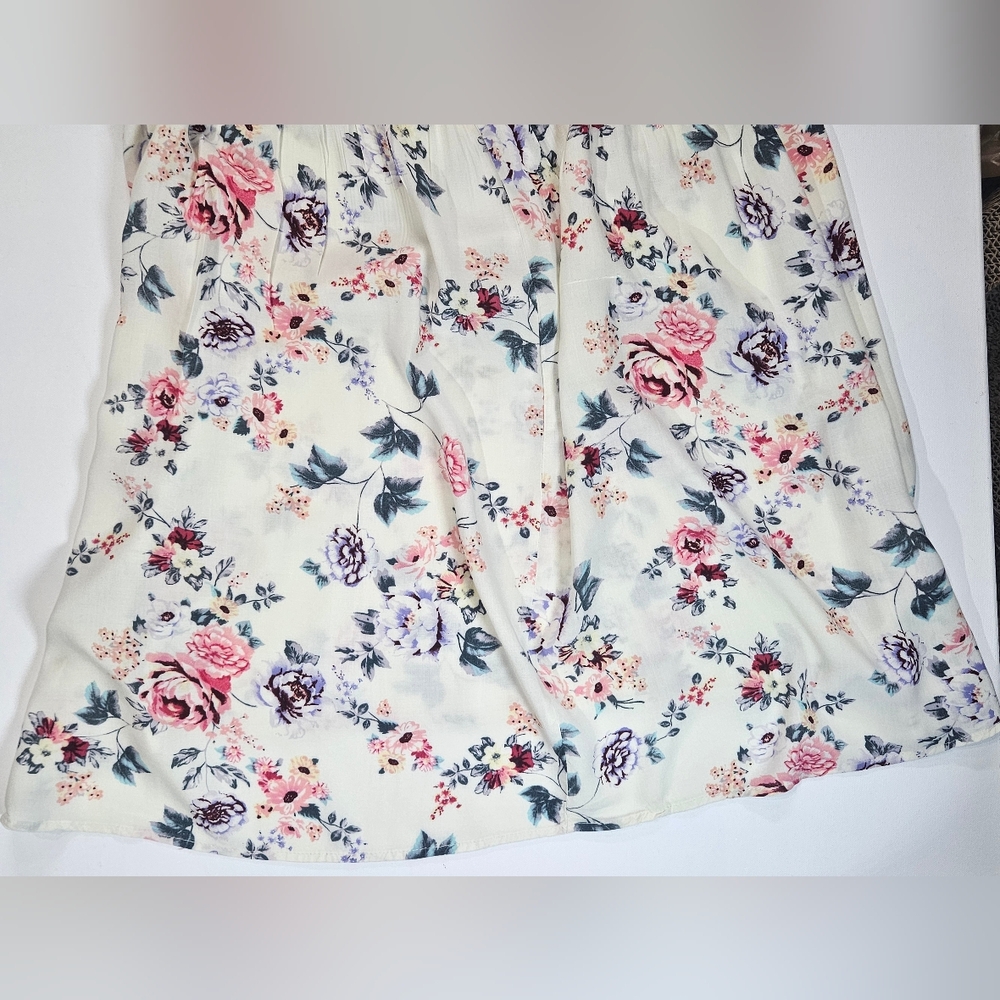 No Boundaries Sundress Juniors 3XL White Pink Floral Tie Neck Summer Cottagecore - Picture 3 of 11